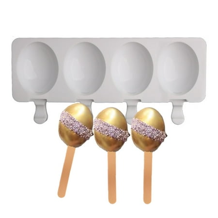 

Food-grade Ice Pop Mold | Silicone Egg Shaped Popsicle Mould | 4 Cavities Homemade Popsicle Mold Set Pop Mold for DIY Popsicle