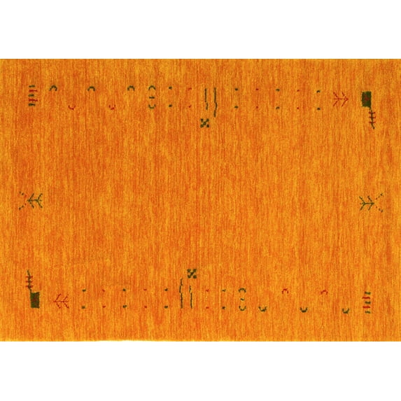 Ahgly Company Machine Washable Indoor Rectangle Abstract Yellow Contemporary Area Rugs, 2' x 3'