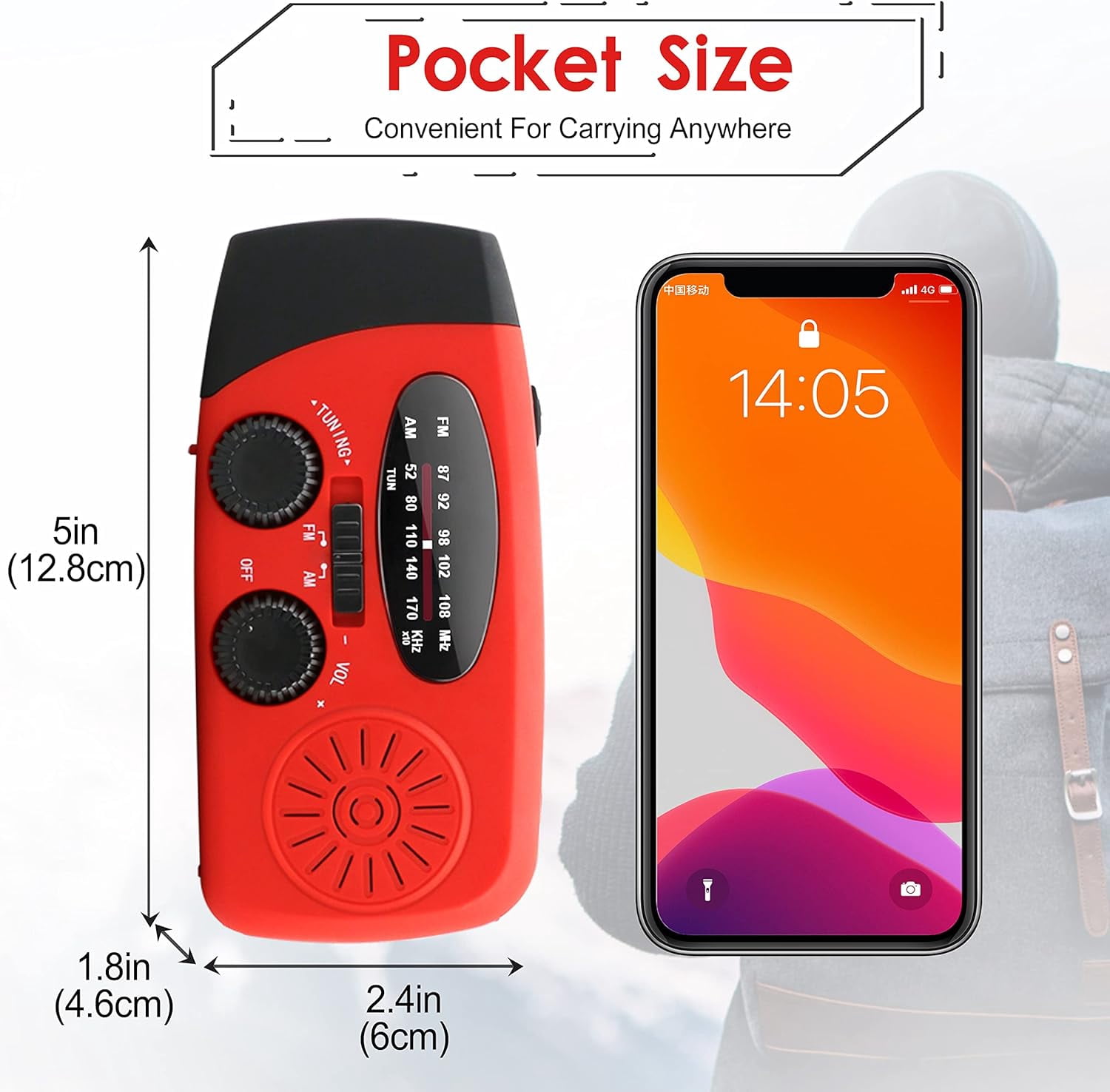 NOAA Emergency Hand Crank Radio - Solar/USB Powered with 2000mAh Power Bank & LED Flashlight, Portable Weather Radio for Camping & Disaster Preparedness