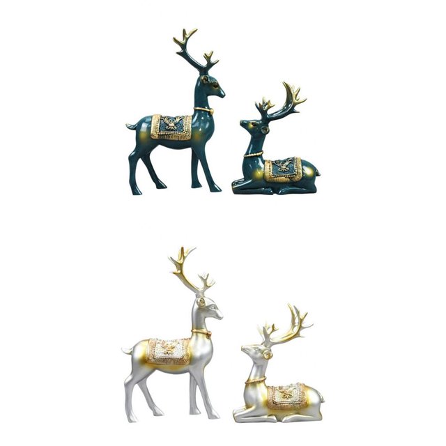 4 Estatuas de Reno, Escultura de Amante Ciervos, Figurita, Librería Artesanal, Decoración para hogar Soledad Estatua de escultura de ciervo
