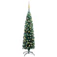 thumbnail image 1 of vidaXL Slim Artificial Pre-lit Christmas Tree with Ball Set Green 120cm, 1 of 5