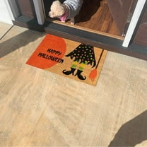 CasaChic Happy Decorative Doormat, Pumpkin Ghost Witch Candy Patterned, Halloween Fall Party Floor Mat, Home Indoor Outdoor Welcome Mat