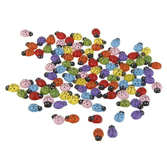 FESTFENDS 100Pcs Little Ladybug Figurines Miniature Design For Diy Crafting And Garden Kits