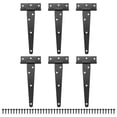 thumbnail image 1 of Uxcell 6-Pack Bisagras de Puerta de Cobertizo en T de Hierro, Bisagra en T de 9.8 Pulgadas con Tornillos para Jardín [Negro], 1 of 1