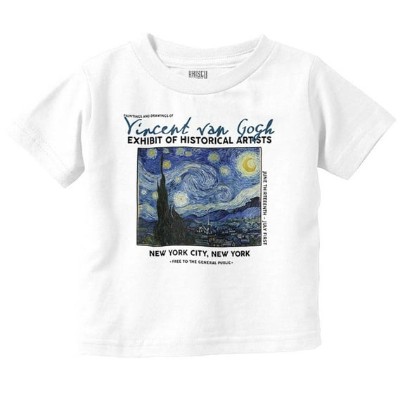 Vincent Van Gogh Museum Starry Night Toddler Boy Girl T Shirt Infant Toddler Brisco Brands 6M