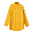 thumbnail image 4 of Lilgiuy Women's Sweater Long Sleeve Turtleneck Cable Knit Sweater Women's Pullover Yellow Dresses for 2022, 4 of 5