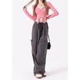 thumbnail image 4 of Pantalones grises de pierna ancha casuales de nicho con diseño suelto y dulce estilo fresco para mujer, 4 of 6