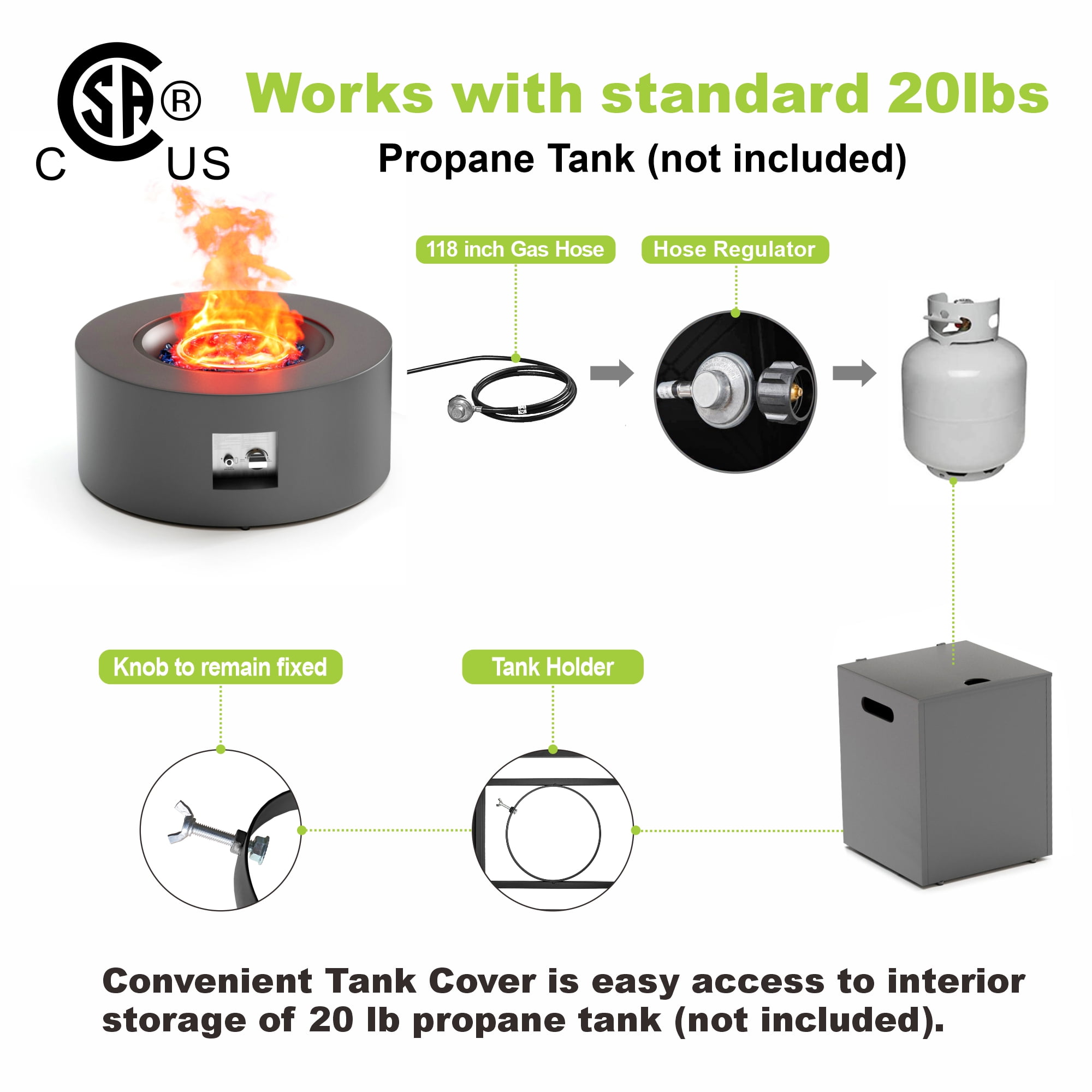 50000 BTU Propane Fire Pit for Outdoor, 30 in. Gas Fire Pit Table Round Firepits for Outside Backyard, Patio