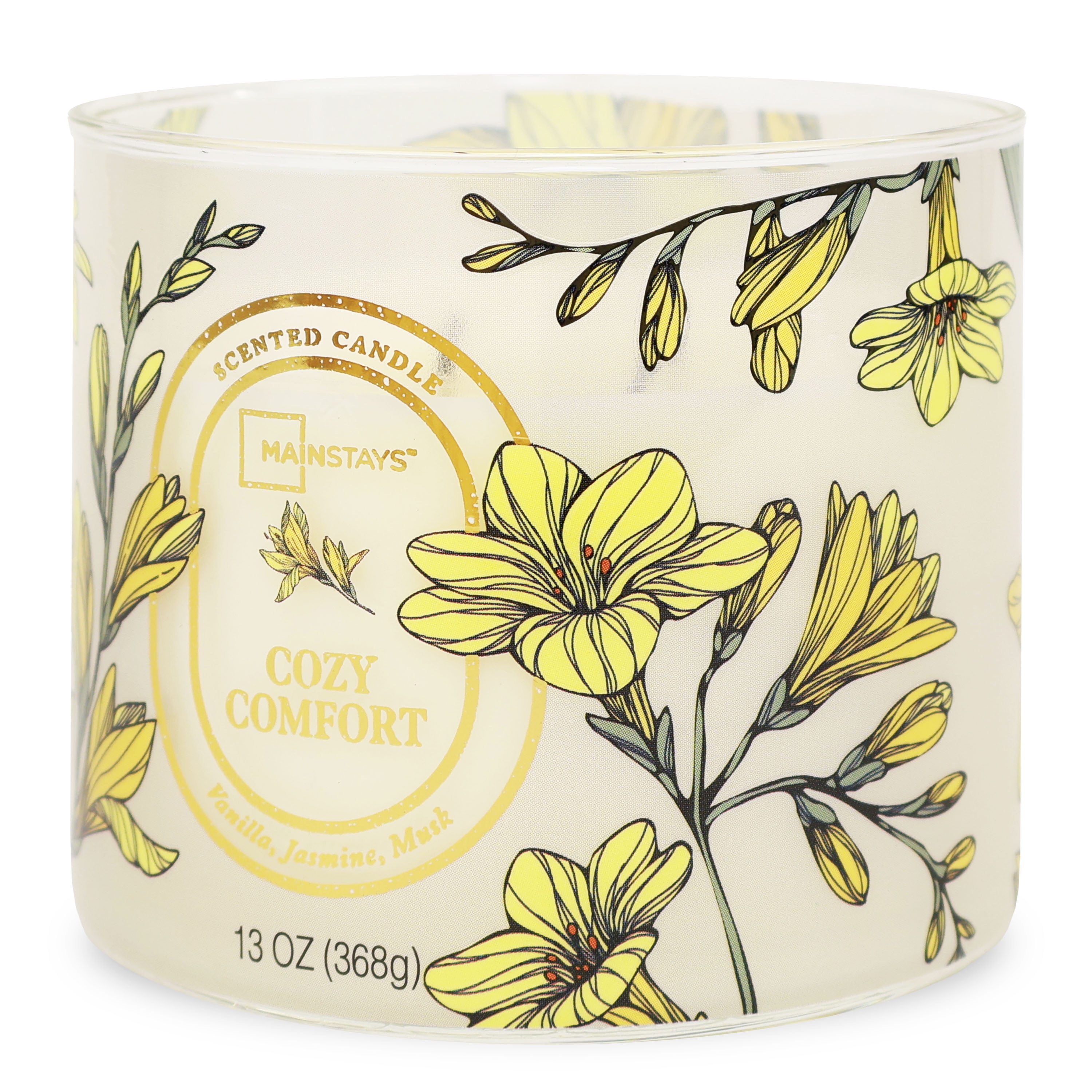 Mainstays 3 Wick Cozy Comfort Fragranced Candle with Floral Design Wrap 13 Ounce