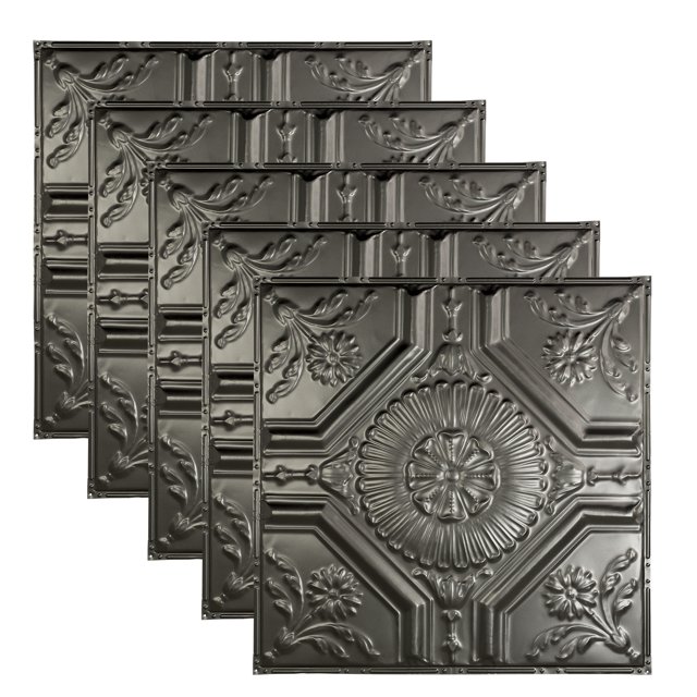 Great Lakes Tin Rochester Argento 2ft x 2ft Nail Up Ceiling Tiles (5 Pack)