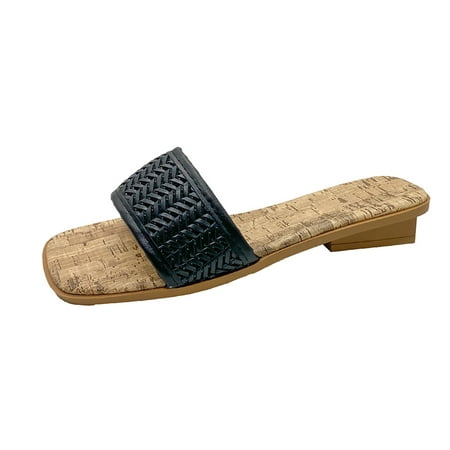 

Daznico Womens Sandals Women S Beach Sandals Hollow Casual Slippers Flat Shoes Retro Sandals ( Black 8 )