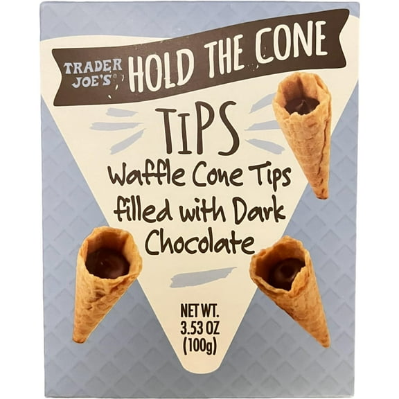 Trader Joe's Hold The Cone Tips, Waffle Cone Tips Filled With Dark Chocolate, 3.53 oz (Pack of 1)