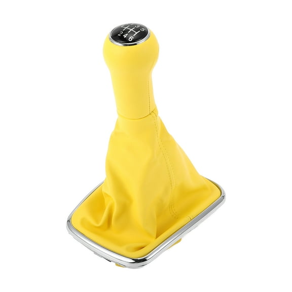 Unique Bargains 6 Speed Gear Shifter Knob with Cover, Gearbox Stick Shifter Lever Knob for Volkswagen Bora Golf MK4 1998-2007 Plastic Faux Leather Yellow Black, 1 Pc