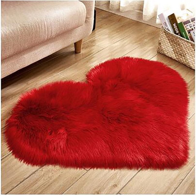 Alfombra antideslizante con forma de corazón para sala de estar, cojín de lana de estilo lindo para niña, alfombra para ventana salediza para dormitorio, sofá