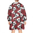 thumbnail image 2 of Wearable Oversized Blanket,Red Skull Rose Pattern Wearable Blanket Hoodie for Adults,Cozy Hooded Blankets with Super Pockets,Super Warm Fuzzy Pullover for Women & Men, 2 of 6