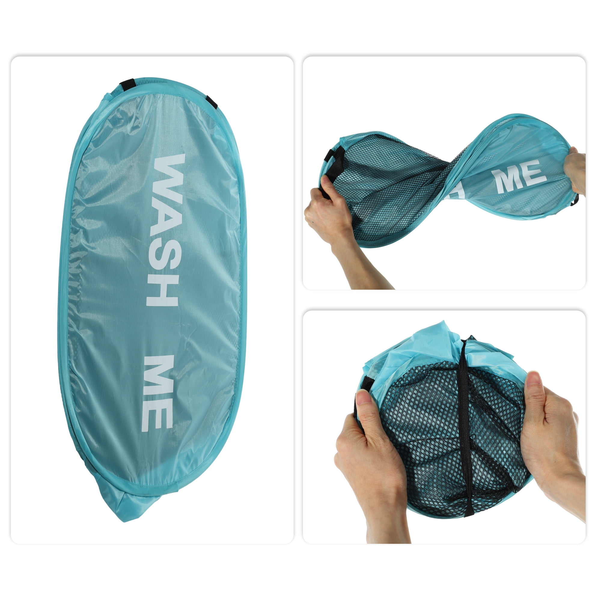 Unique Bargains Folding Laundry Basket Durable Hamper for Bathroom Blue