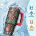 thumbnail image 4 of 30 Oz Reindeer Bells Tumbler With Handle, Xmas Coffee Travel Cup, Festive Holiday Gift, 4 of 5