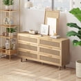 thumbnail image 3 of Multi Purpose 6-Drawers Modern Natural Rattan Drawer Storage Cabinet with Ample Storage Space for Bedroom and Living Room (59.06" Natural), 3 of 9