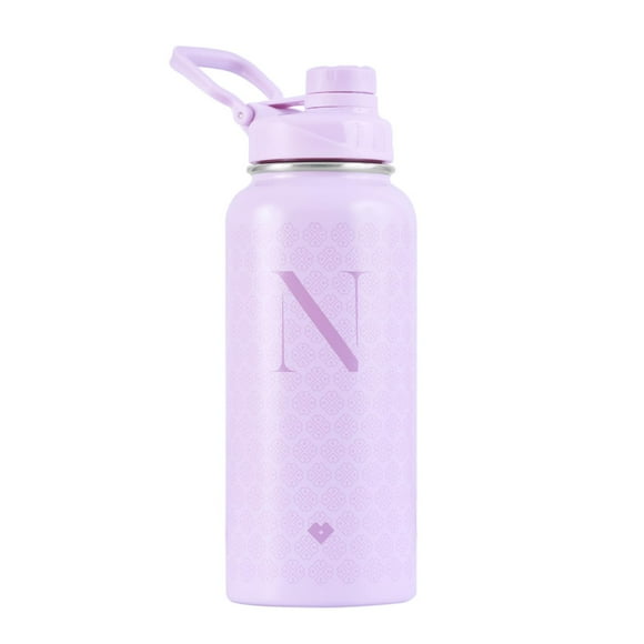 Termo de Acero Inoxidable Iniciales LuckyLy, Botella de Agua 1L, Letra A lila 1L