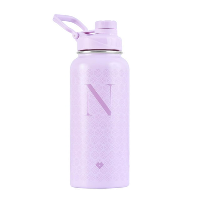 Termo de Acero Inoxidable Iniciales LuckyLy, Botella de Agua 1L, Letra A lila 1L