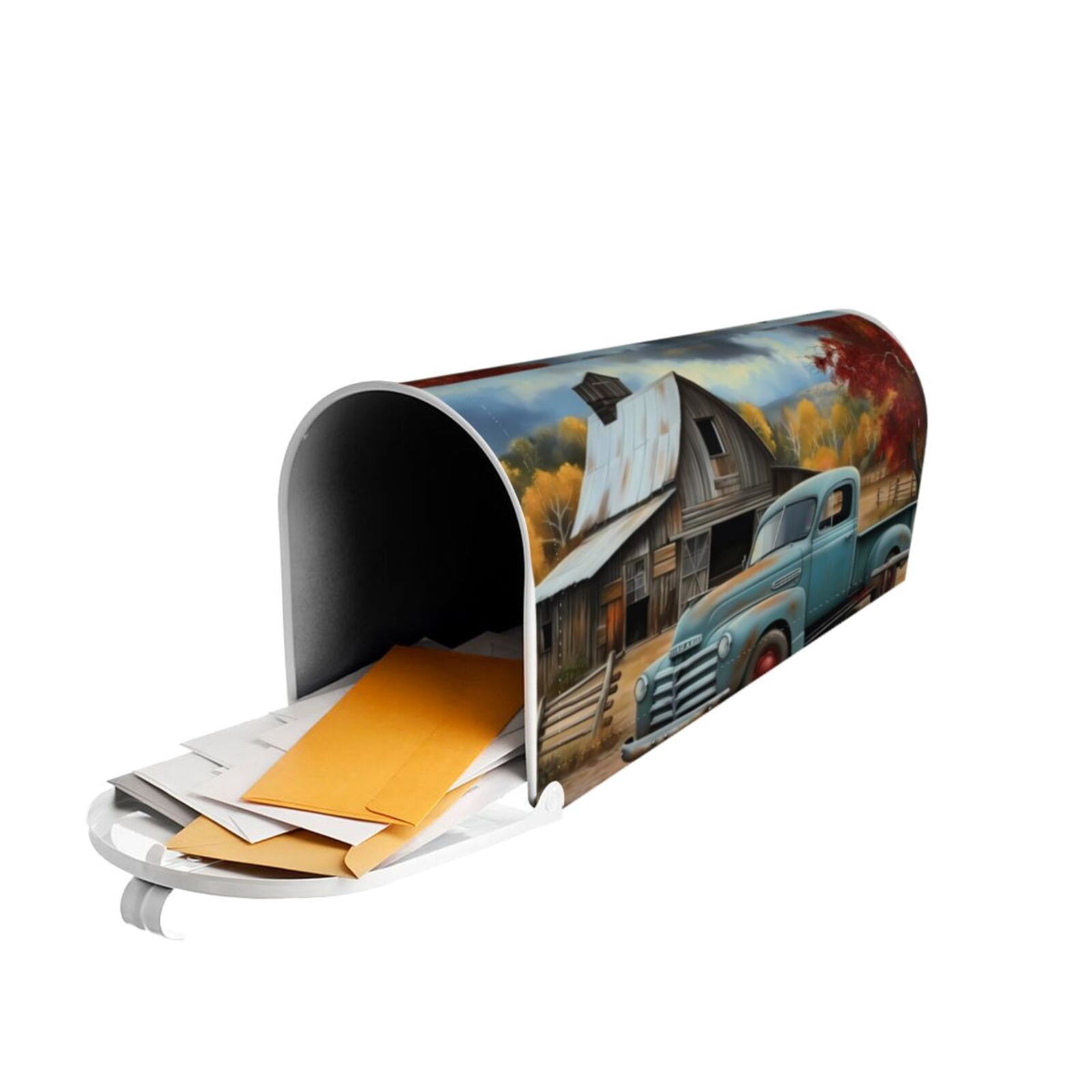 Logiee Vintage Truck Farm Scene Print Post Letter Box Wrap Decor, Mailbox Cover Suitable for Standard Mailbox and Large Size Mailbox,Outdoor Yard Decoration-21x18 in