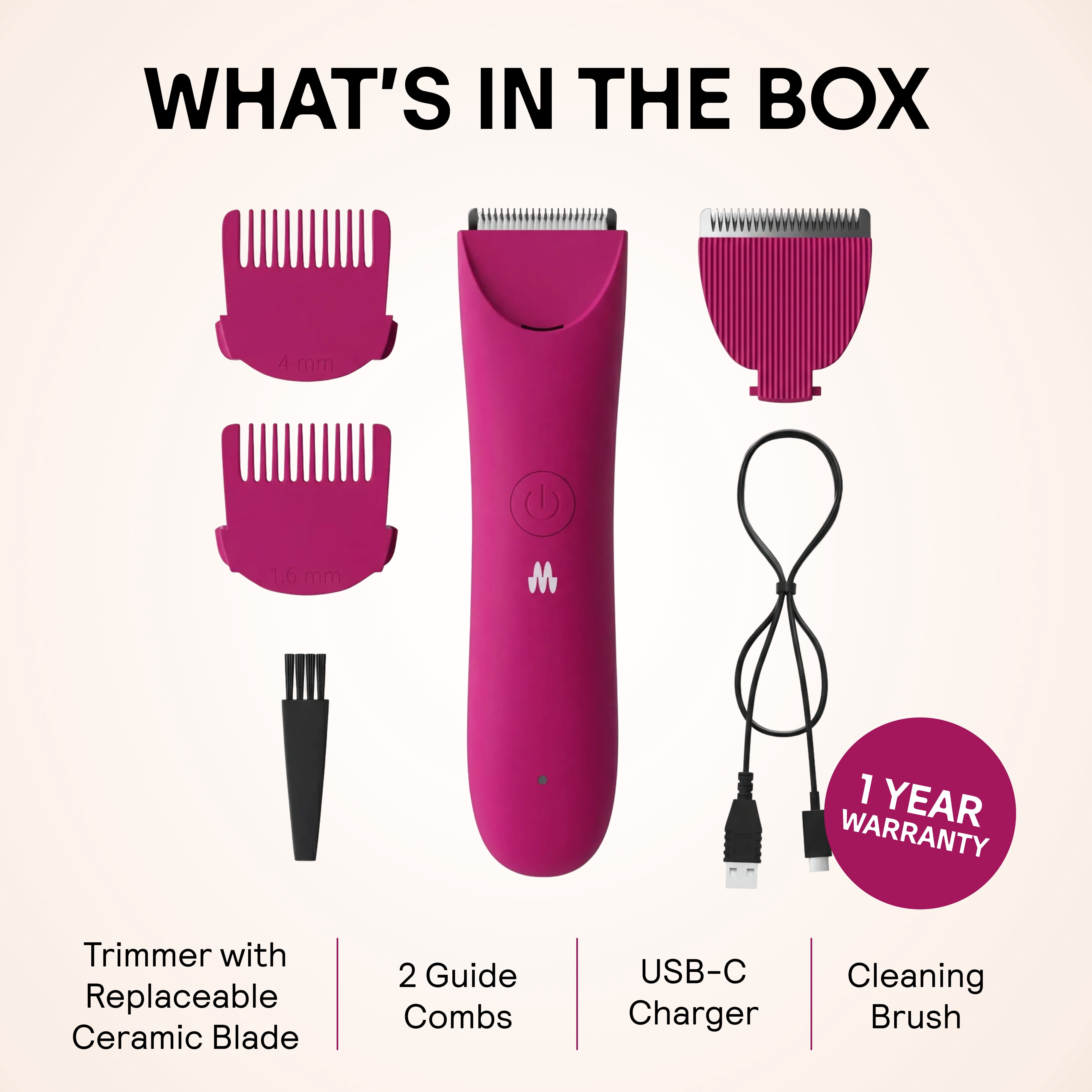 Meridian Slimmer Trimmer Bikini & Body Hair Grooming Shaver, USB Rechargeable Electric Shaver for Women & Men, Cosmos