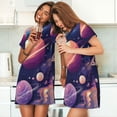 thumbnail image 4 of Easygdp Planet Pastel Galaxy Camisón de manga corta para mujer, informal, estampado, 4 of 6