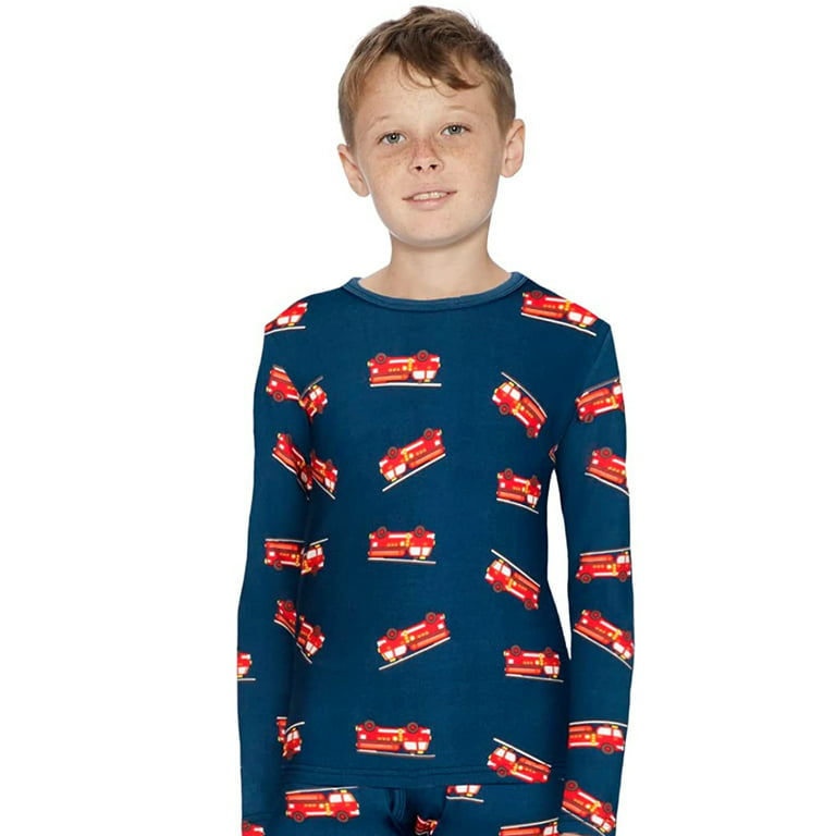 Rocky Thermal Underwear Shirt for Kids Base Layer Long Johns for Boys, Fire  Truck Design XL 