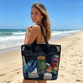 thumbnail image 4 of LOWLHOME Large Mesh Holiday Handbag, 11 × 9× 10" Beach Tote Bag for Women, Casual Shoulder Bags for Travel Swimming, 4 of 4