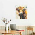 thumbnail image 3 of JEUXUS  Highland Cow Wall Art Colorful Abstract Animals Portrait Paintings Vintage Brown Cattle Canvas Prints Watercolor Farmhouse Artwork for Living Room Bedroom Bathroom Kitchen Home, 3 of 5