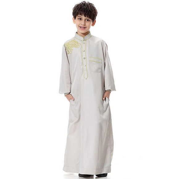 Kids Boys Islamic Muslim Jubba Kaftan Robe Arab Abaya Dishdasha Thobe Long Dress