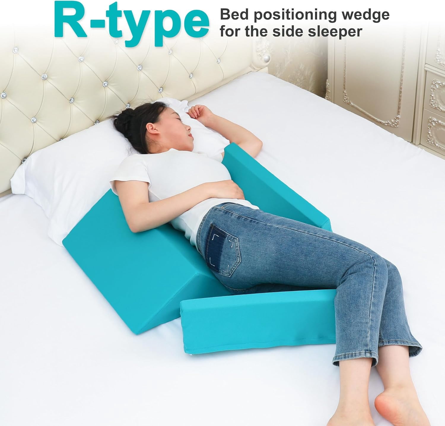 3-in-1 Side Wedge Pillow,Wedge Pillow for Back Pain Relief,Foam Wedges for Positioning in Bed,Positioning Wedges for Bed Sores,for Seniors,Caregivers,Side Sleepers,After Surgery,Green