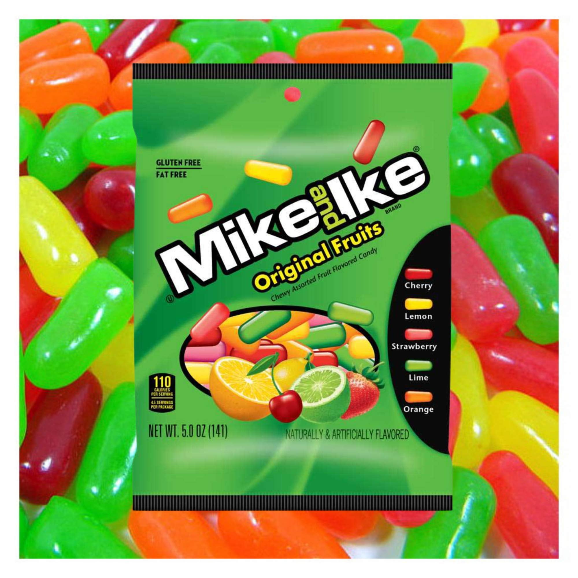 Bulk Mike and Ike Original Fruits Soft and Chewy Candy Bites, Easter Basket Stuffer, 5 Ounce Bags, Pack of 12