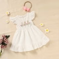 thumbnail image 3 of Zehjuhan Toddler Girls Easter Dress Bunny Embroidery Crewneck Short Butterfly Sleeve A-Line Back Button Closure White，9-12M, 3 of 12