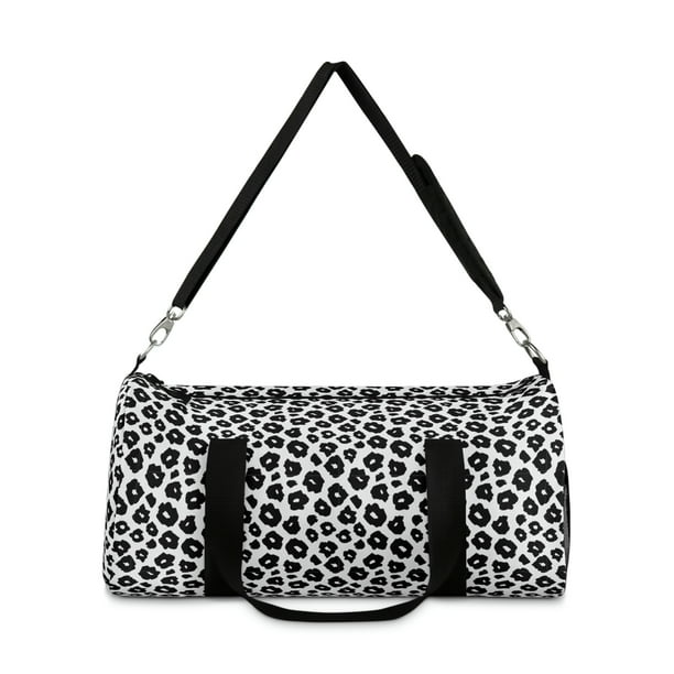 Leopard Print Duffle Bag White
