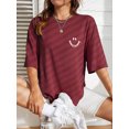 thumbnail image 1 of RWJDXD T-Shirt en Coton à Manches Courtes Imprimé Happy Expression pour Femmes Street Hip Hop Vêtements Respirants Tout-Temps Col Rond T-Shirts pour Femmes, 1 of 7