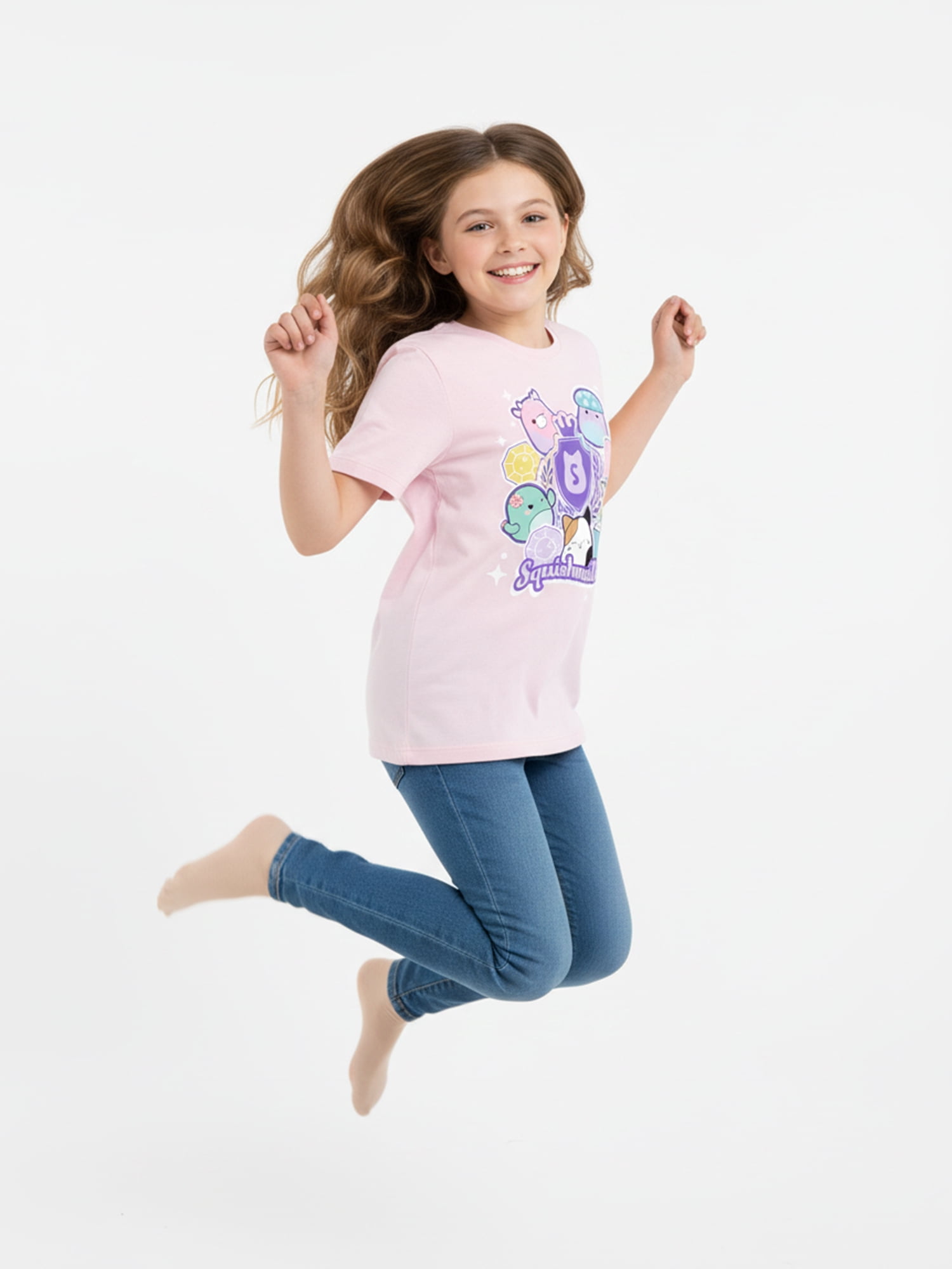 Squishmallows Girls Graphic Tee with Short Sleeves, Sizes 4-16