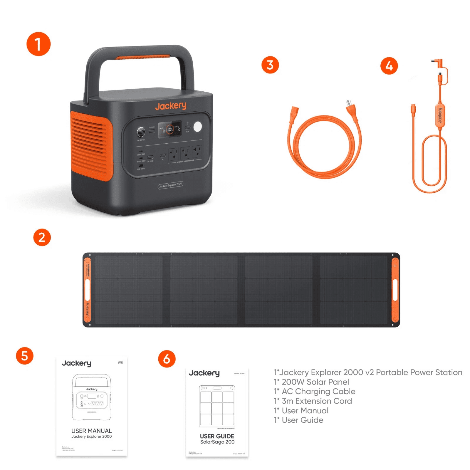 Restored Jackery Explorer 2000 v2 Solar Generator with SolarSaga 200W Solar Panel,2035Wh LiFePO4 Home Backup Battery,USB-C PD 100W Fast Charging for Emergencies, Power Outages.(Refurbished)