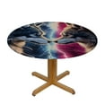 thumbnail image 3 of Patifu Round Tablecloth with Wolf Lightning Lightning Starry Sky Theme Stain Resistant Washable Elastic Edge Suitable for Indoor and Outdoor Restaurant Wedding Parties, 3 of 8