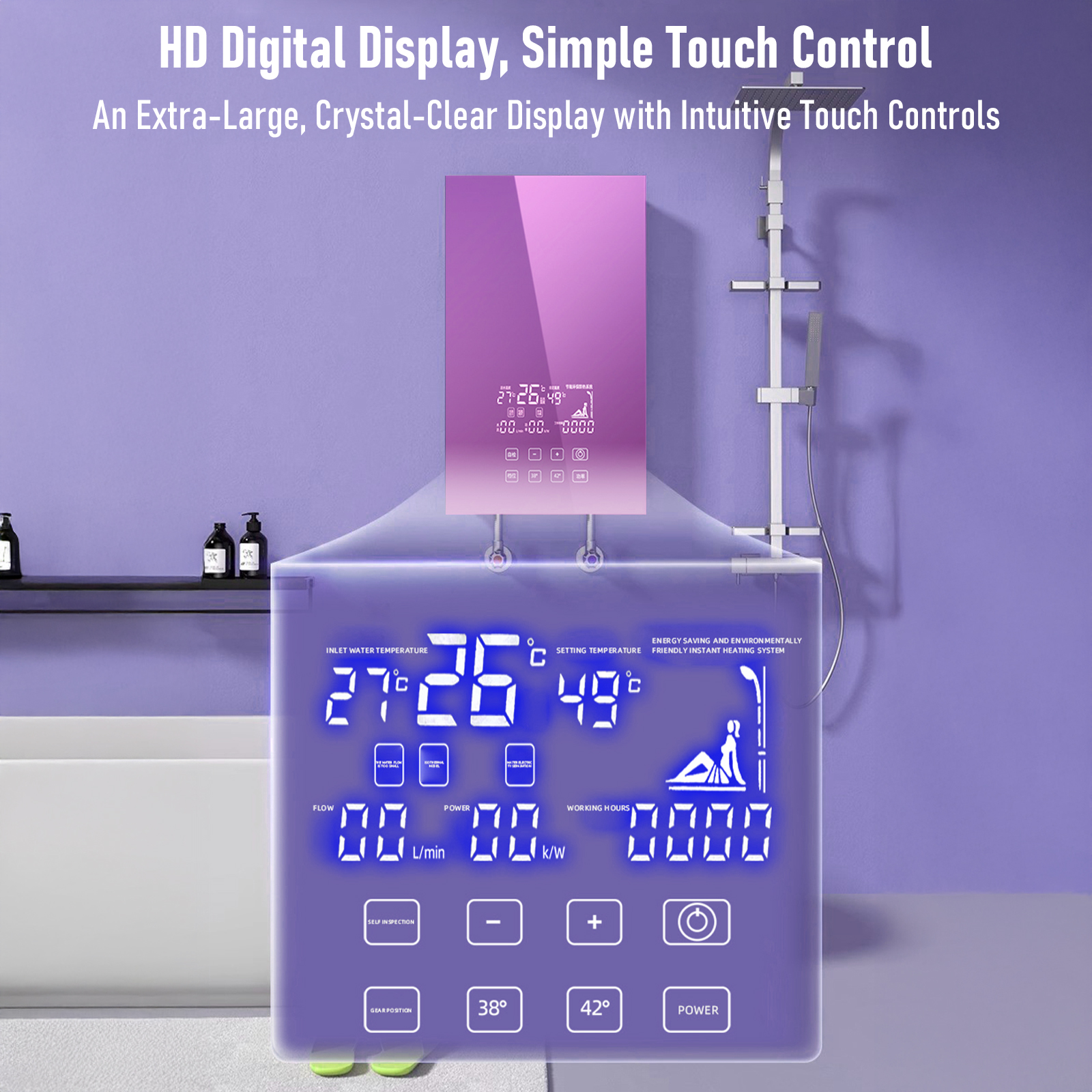 Electric Tankless Water Heater, 6000W 110V Instant Hot On Demand Residential Electric Water Heater with LED Temperature Display for Kitchen rv Whole House Shower Sink