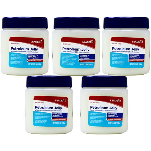 5 Pack - Leader Petroleum Jelly Skin Protectant 3.75 Oz Jar