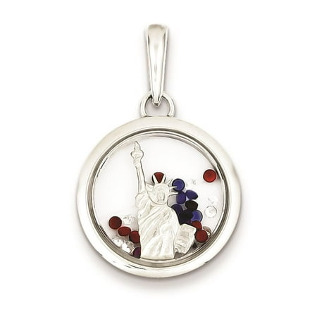 Sterling Silver Statue of Liberty & Floating Glass Beads Polished Charm Pendant