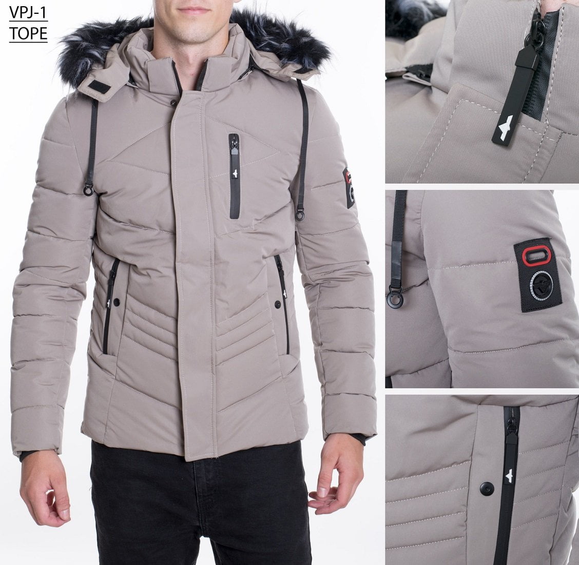 mens puffer coats with fur hood