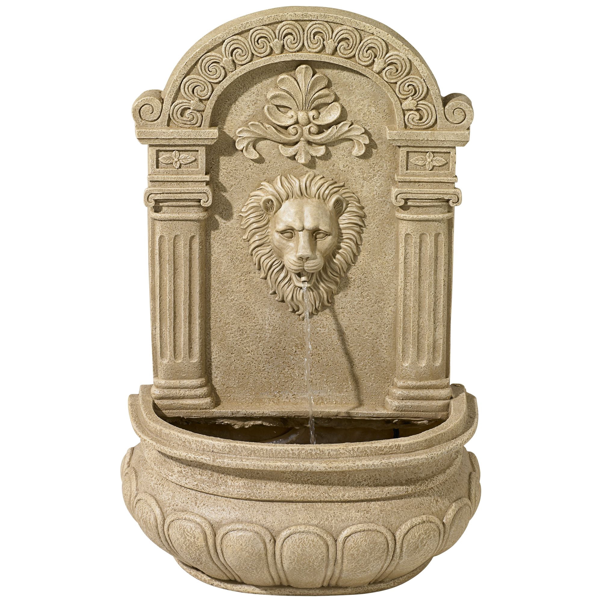 Royal Lion Face 31" High Large Italian Indoor Outdoor Decor Sand Stone Wall Fountain Statue Outside Garden Patio