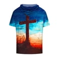 thumbnail image 4 of APEXFWDT Men's Short Sleeve Hoodie Cross Printed Workout Gym Hooded T-Shirts Loose Fit Fashion Athletic Hoodies Pullover, 4 of 4