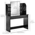 thumbnail image 3 of HOMCOM Vanity Table Makeup Dressing Table w/ Mirror Drawers Shelves Black, 3 of 10