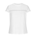 thumbnail image 4 of Women's Tops Summer Trendy Eyelet Crew Neck Lace Short Sleeve Breathable Shirts Casual Solid Color Blouses (XL, White), 4 of 7
