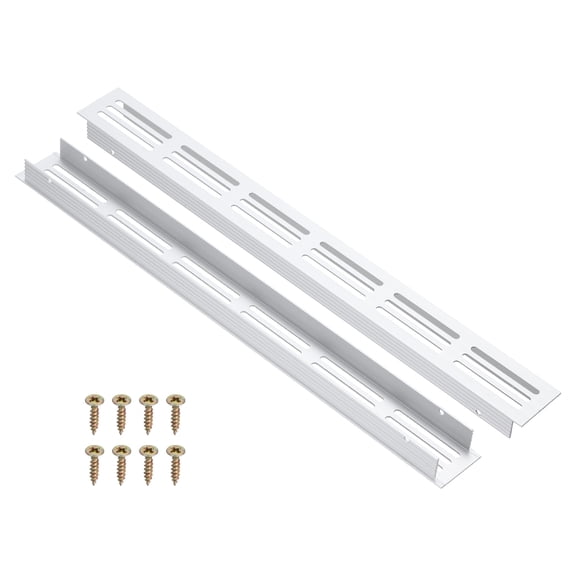 Uxcell 2 Pcs Door Air Vent Cover, 12 x 1.2 (Outer Dimensions) Inch Aluminum Louvered Ventilation Grille Rectangle Toe Kick Vent with Mounting Screws for Shoe Cabinet Wardrobe, Silver