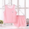thumbnail image 2 of TOWED22 Toddler Baby Boy Clothes Boys Summer Outfits Sleeveless Striped Dinosaur T-Shirt & Shorts Set 2Pcs Pink,3-4 Y, 2 of 4
