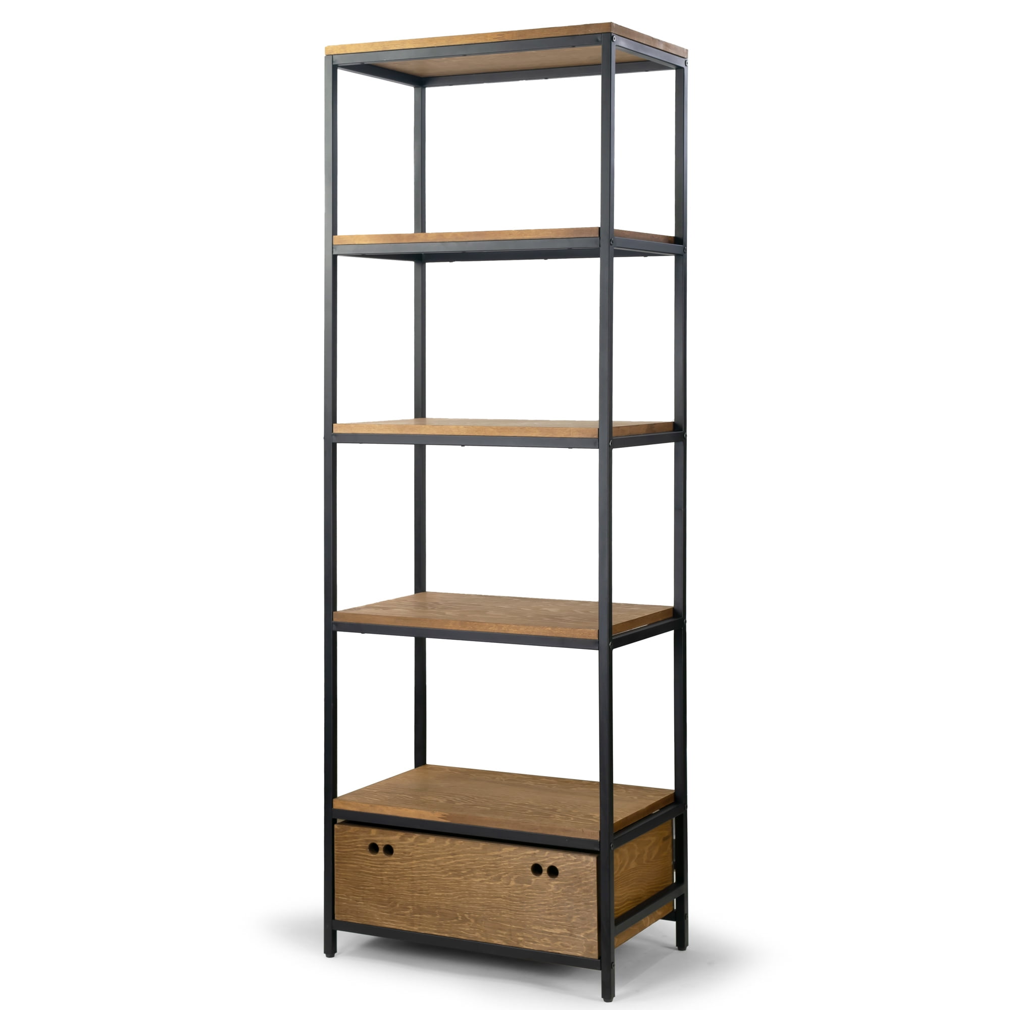 Metal Frame Bookcase With Drawer, Metal Frame Bookcase